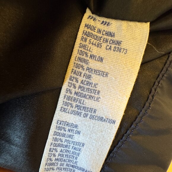 American Eagle Puffer Coat Navy Med Faux Fur Trimmed Detachable Hood - Picture 11 of 12